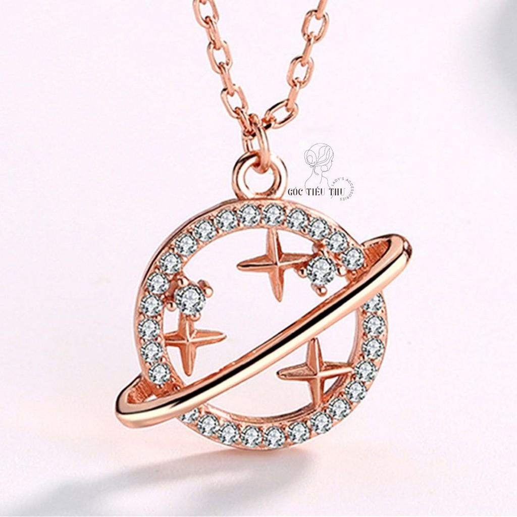 Vòng Cổ Sao Thổ Hợp Kim Đính Đá Hai Màu Vàng Bạc - MS003