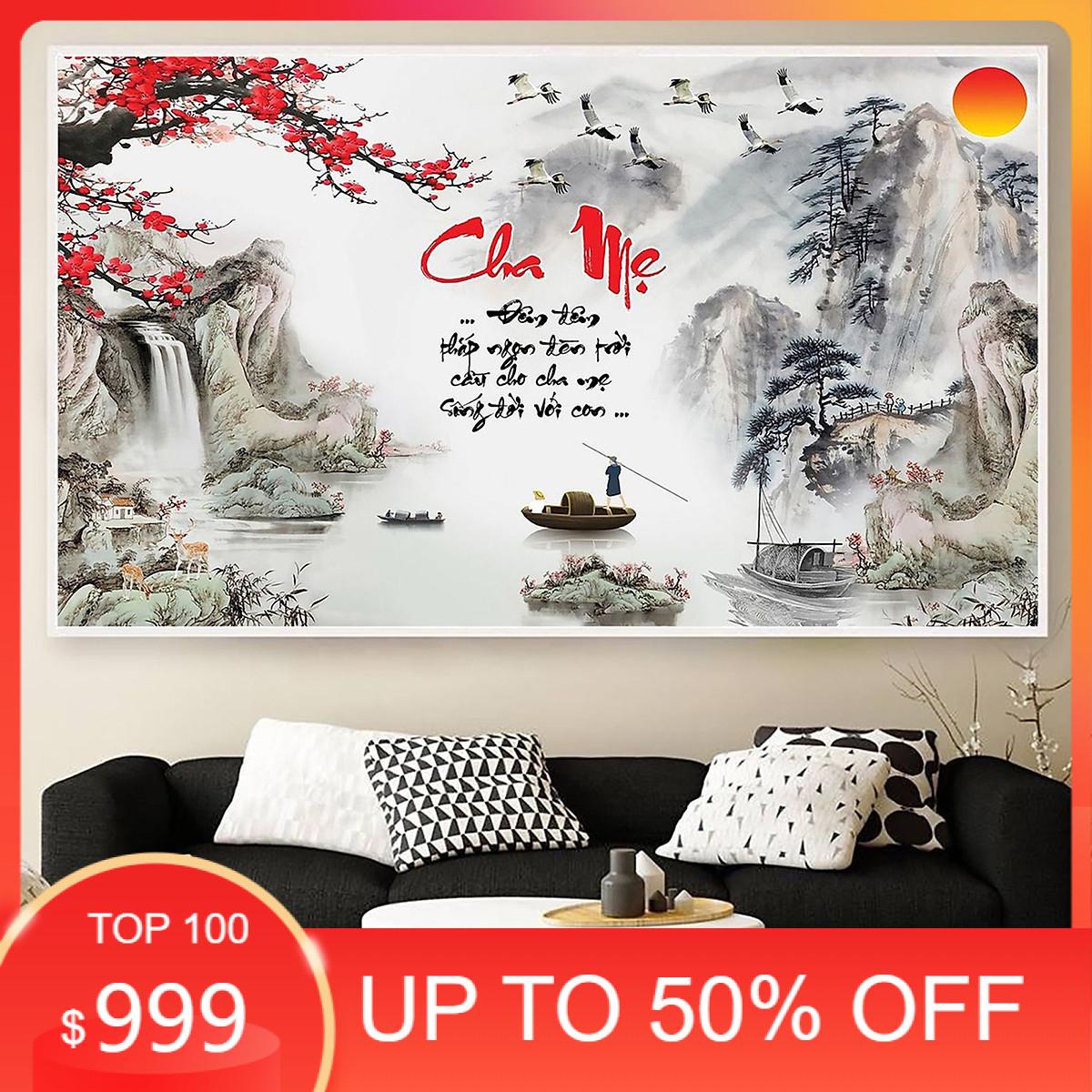 Tranh Canvas Treo Tường Hiện Đại _ Thư Pháp Cha Mẹ