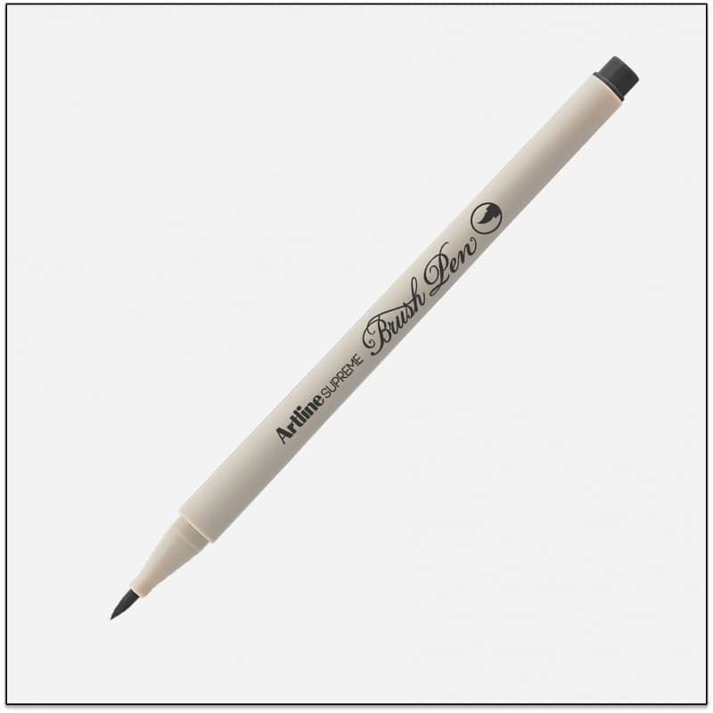 Bút lông đầu cọ viết calligraphy Artline Supreme Brush EPFS-F - Màu đen (Black)