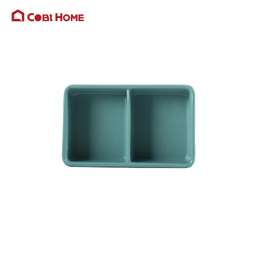 Chén chấm hình vuông 2 ngăn bằng melamine
