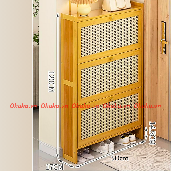 Tủ giày siêu mỏng cánh mây đan cao cấp Ohaha - TGCC019