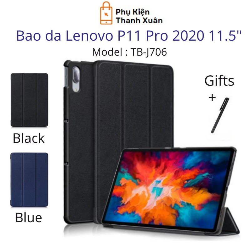 Bao da dành cho Lenovo Xiaoxin P11 Pro TB-706 - Gập dựng được - Tặng kèm bút