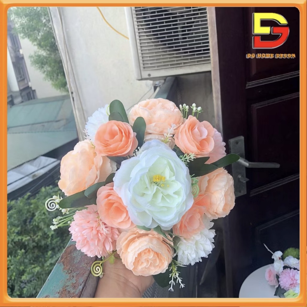 Lẵng Hoa Để Bàn Hoa Giả Dài 24Cm Trang Trí Nội Thất Gia Đình Bàn Tiếp Khách Tiệc Cưới DG-194