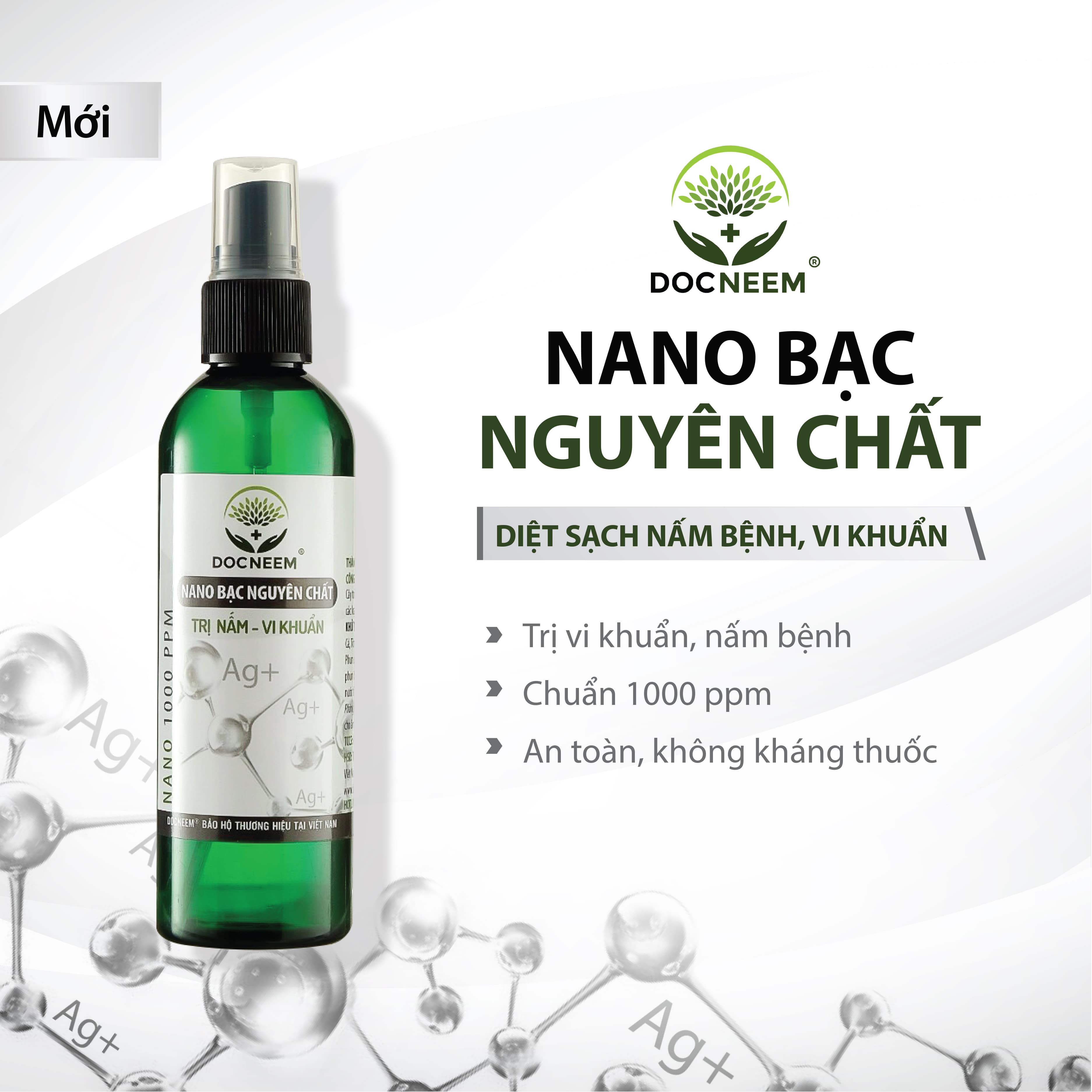 Nano Bạc DOCNEEM nguyên chất Diệt sạch nấm bệnh, vi khuẩn hoa hồng, phong lan chai 100ml