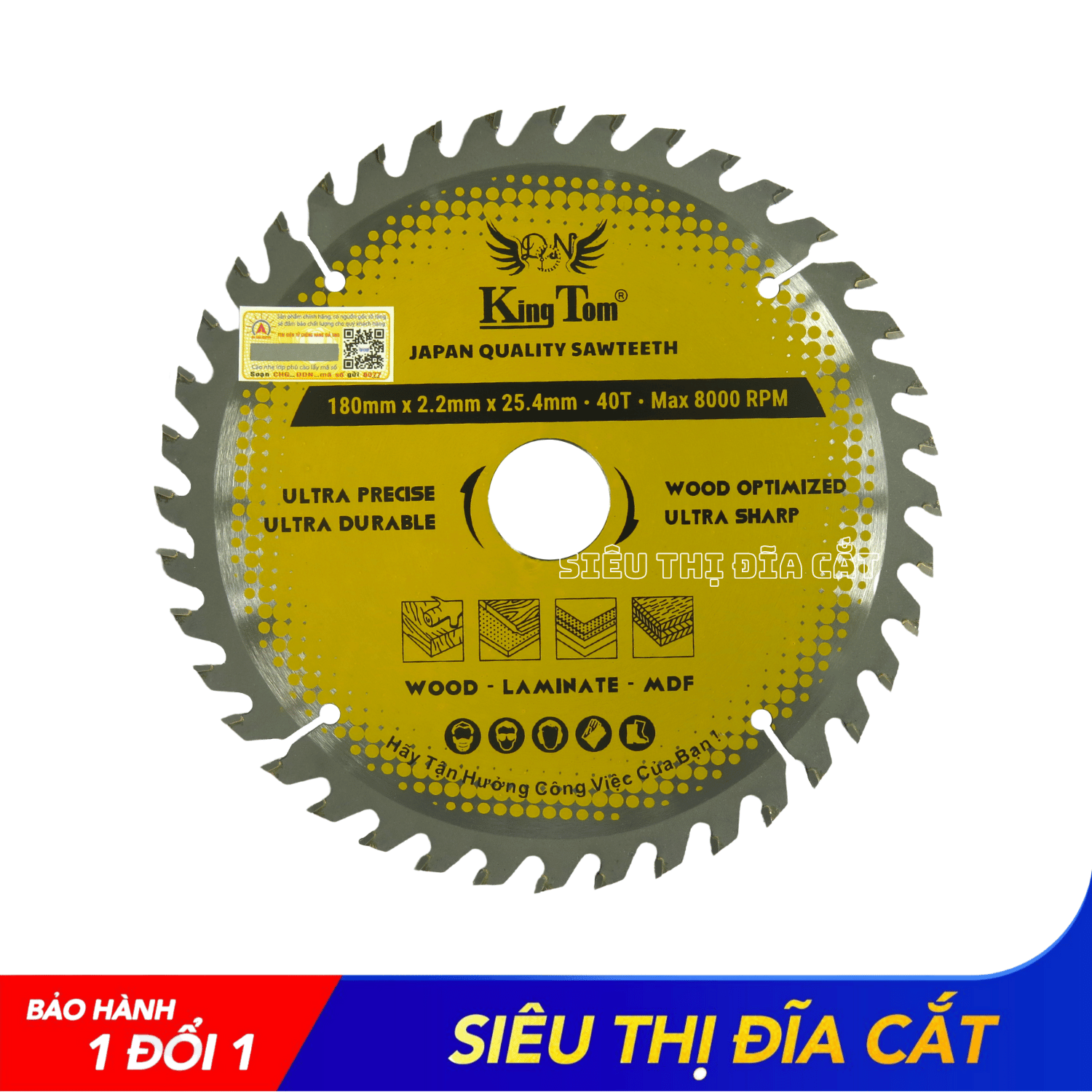 LƯỠI CƯA - LƯỠI CẮT GỖ 180-40 RĂNG KINGTOM VÀNG – CHẤT LƯỢNG VÔ ĐỊCH PHÂN KHÚC GIÁ RẺ!