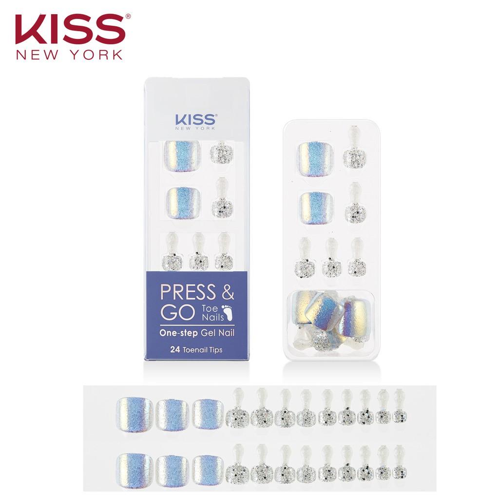 Bộ 24 Móng Chân Gel Tự Dán Press &amp; Go Kiss New York Nail Box - Chrome Silver (KPT03K)