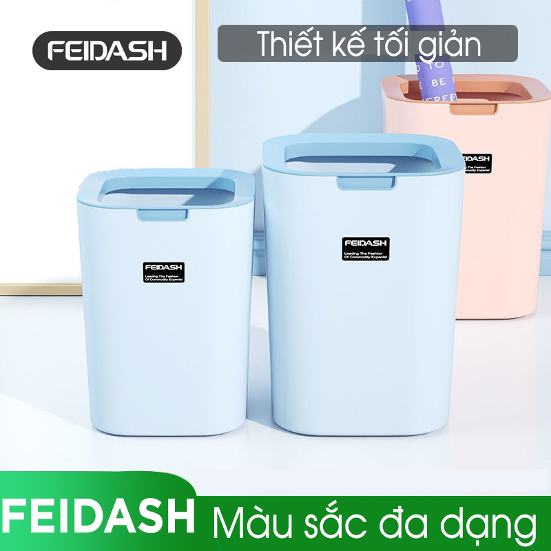 Thùng Rác Vuông 2 Lớp Thiết Kế Mở Không Nắp FEIDASH G3400 - Dung Tích 8L Nhỏ Gọn Tiện Lợi - Màu Sắc Thanh Lịch, Đa Dạng