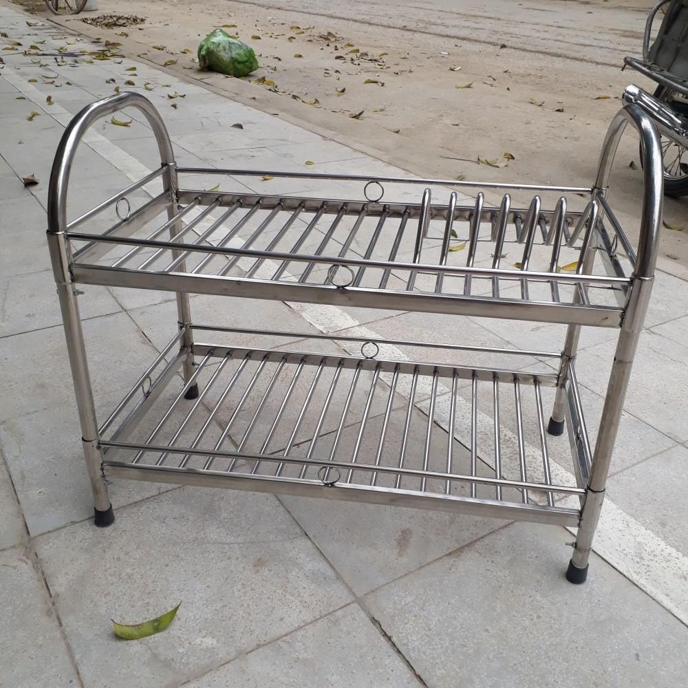 Kệ inox ống để bát đĩa 54×62×33cm