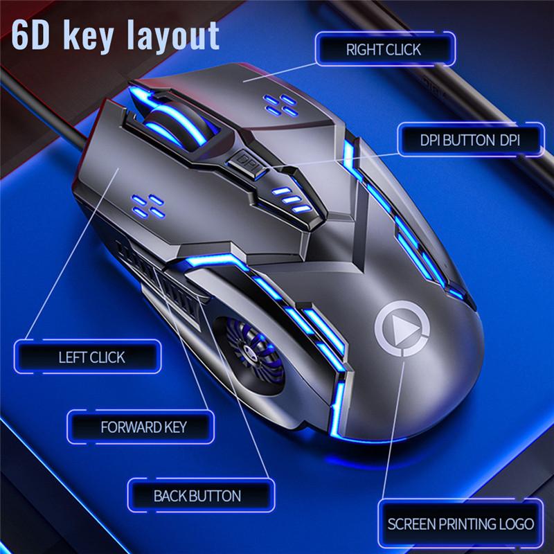 Silent Chuột Chơi Game Có Dây 4 Tốc Độ DPI LED RGB USB Âm Thanh Máy Tính Chuột Cho Máy Tính Laptop Công Sở Nhà Quang Học màu Xám Đen Trắng Hồng