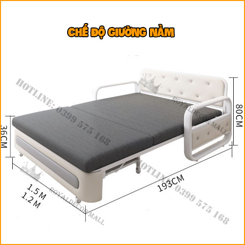 Giường Sofa Đa Năng Thông Minh ROYALDECORHN - Giường Sofa Kéo Thành Ghế Tiện Lợi Khung Sắt, Đệm Bọt Biển - Nội Thất Phòng Ngủ