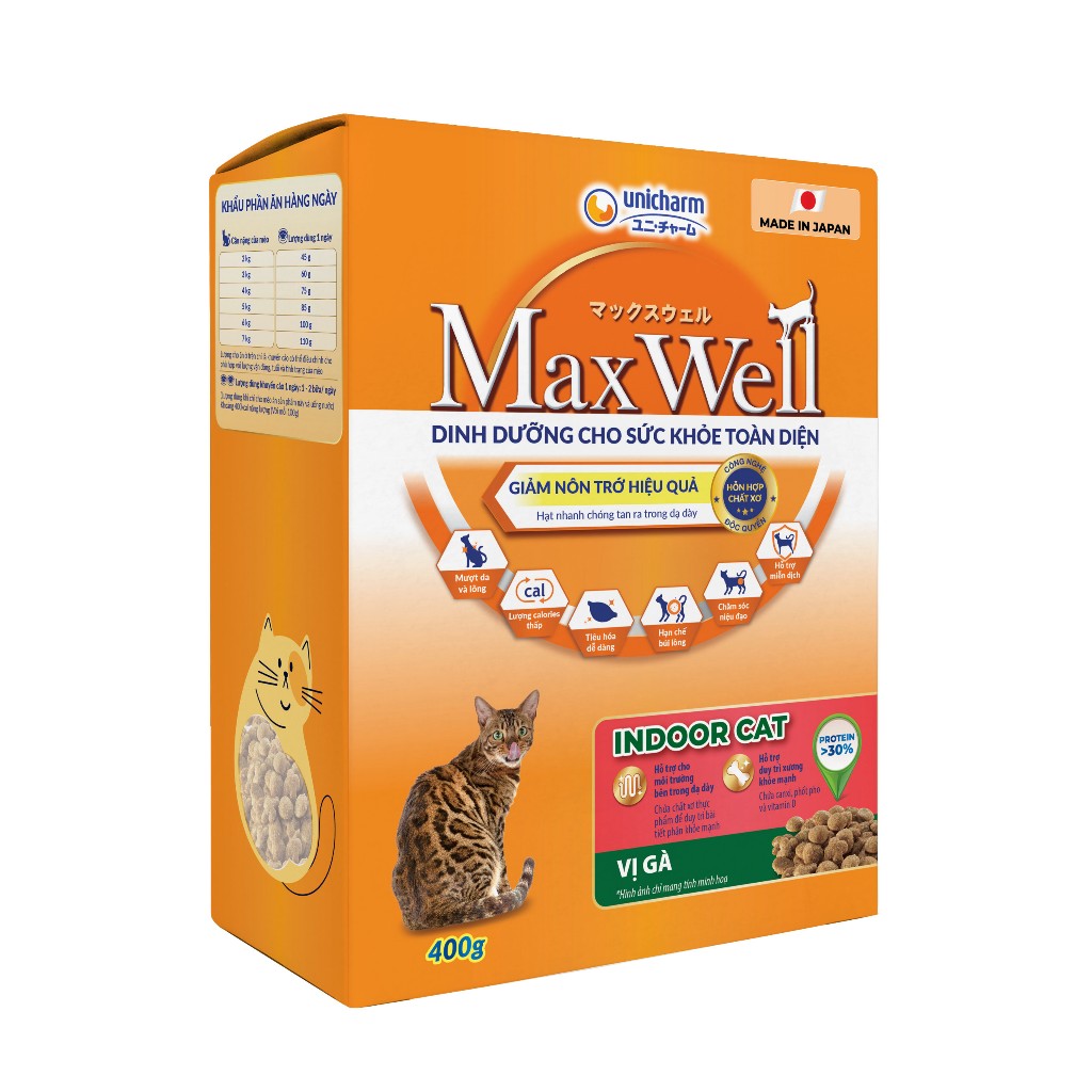 Thức Ăn Hạt Cho Mèo MAX WELL Hộp 400g - MAX WELL - Hạt dinh dưỡng dành cho mèo lớn, mèo con