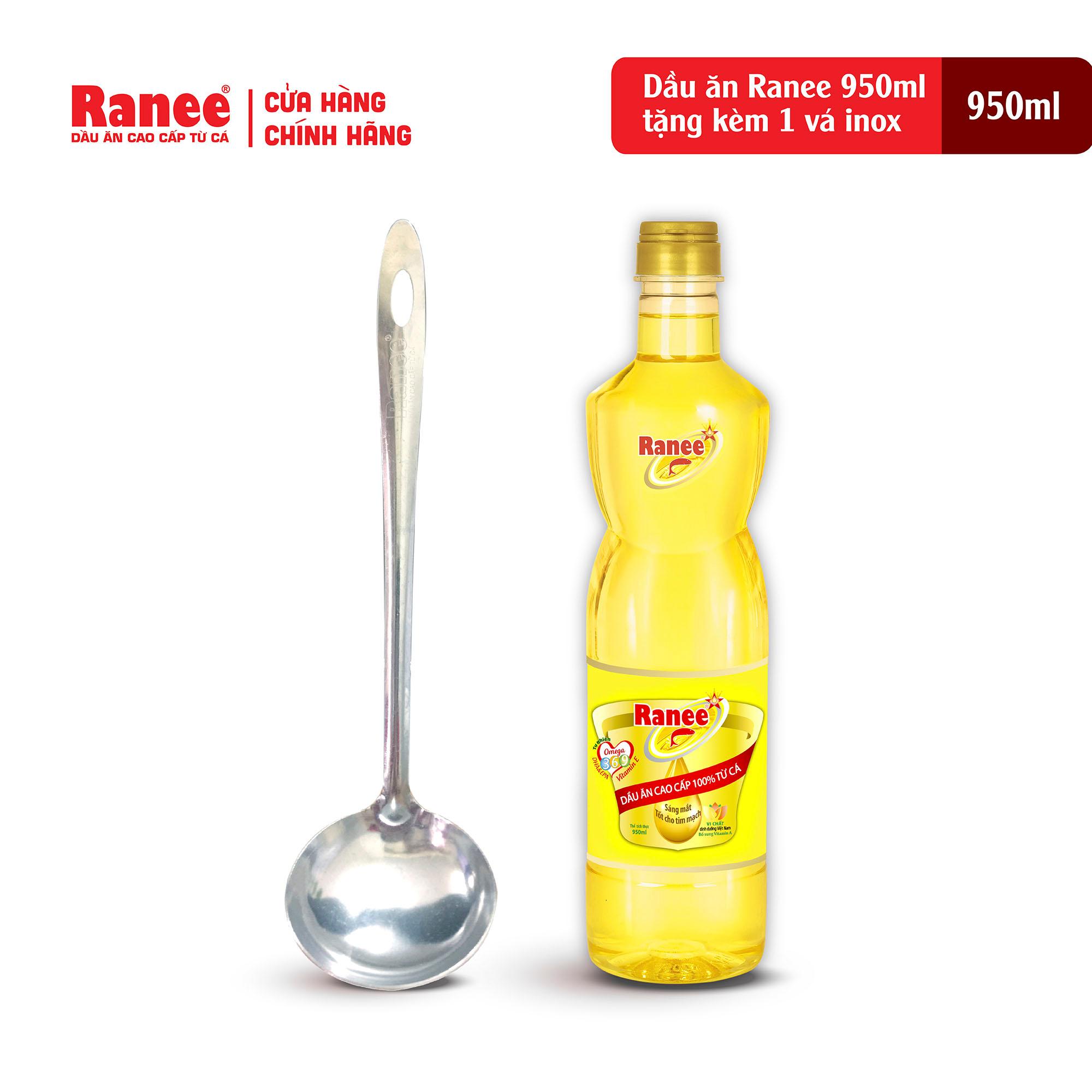 Combo 1 chai dầu ăn dinh dưỡng Ranee 950ml tặng kèm vá inox