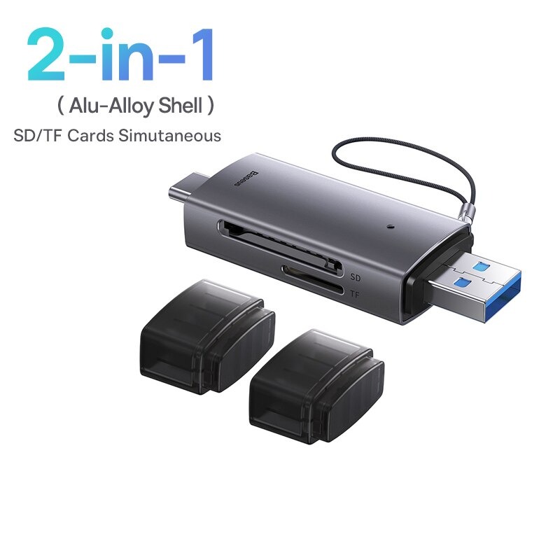 Đầu Đọc Thẻ Nhớ Đa Năng Tốc Độ Cao Baseus Lite Series USB-A &amp; Type-C to SD/TF Card Reader Cho Smartphone/ Tablet/ Macbook/Laptop - Hàng Chính Hãng