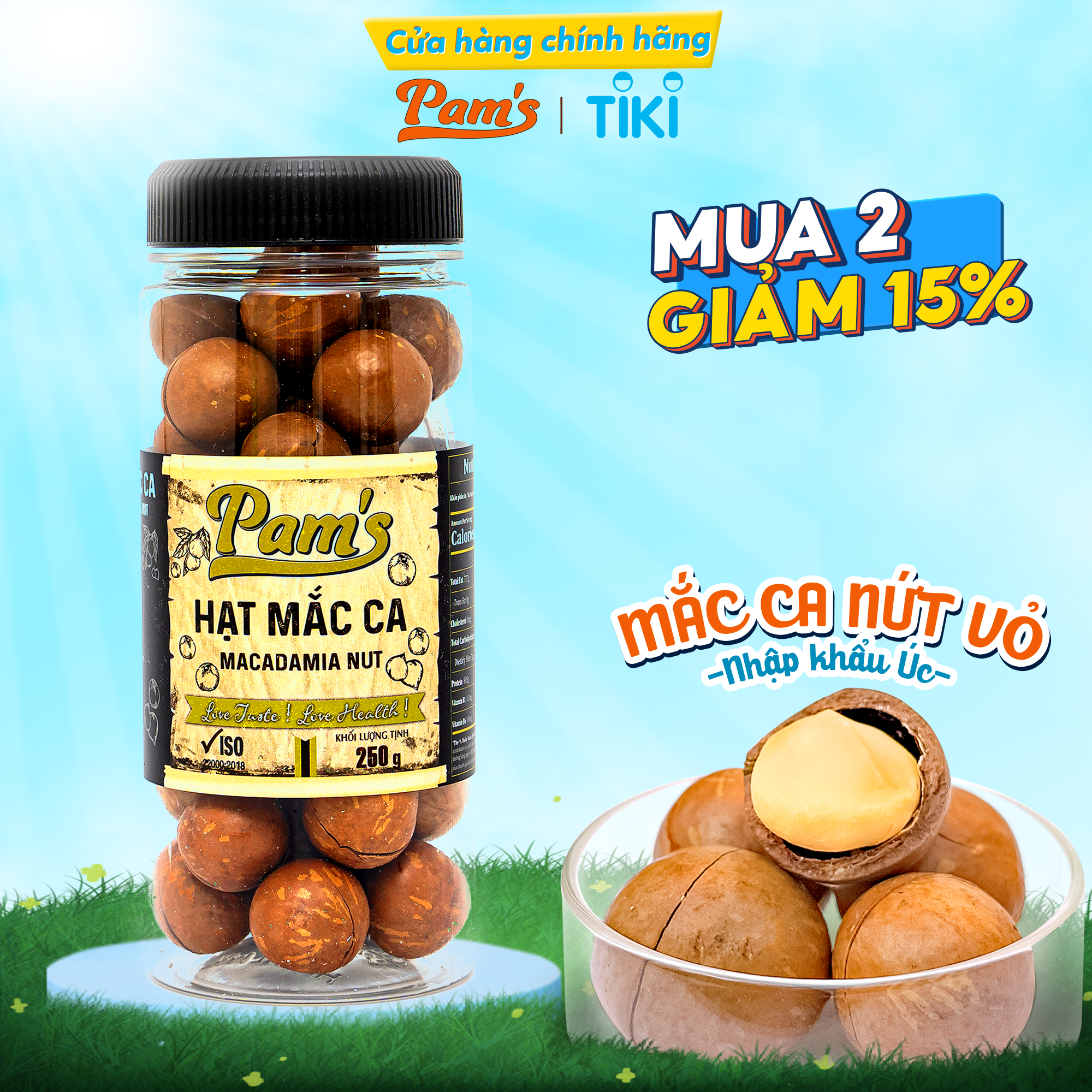 Hạt Macca Úc Nứt Vỏ Pams Macca Hữu Cơ Nhập Khẩu Úc, Hạt A Size 25-28