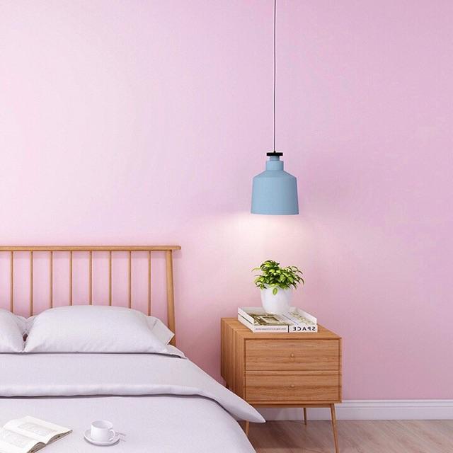 Giấy dán tường 10m màu hồng trơn - 10m decal dán tường màu hồng nhạt trơn