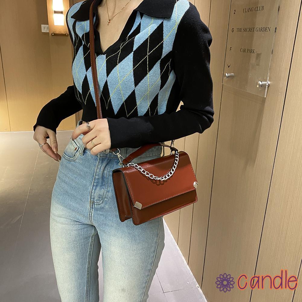 Túi Da Pu Đeo Chéo Màu Trơn Thời Trang Cho Nữ