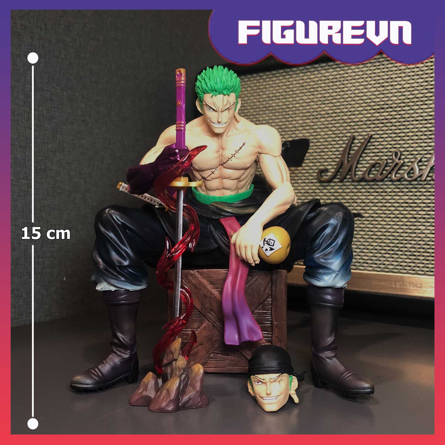 Mô hình Zoro ngồi 15 cm 2 đầu - One Piece