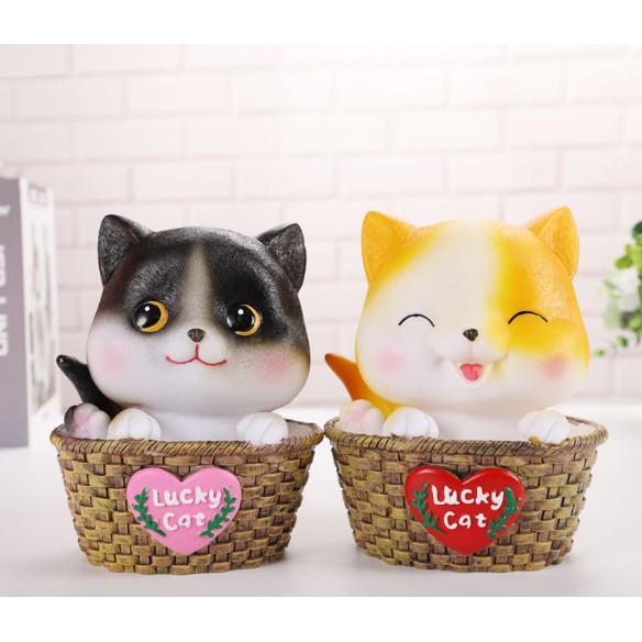 lucky cat mèo may mắn nhựa tiết kiệm quà tặng con heo đất