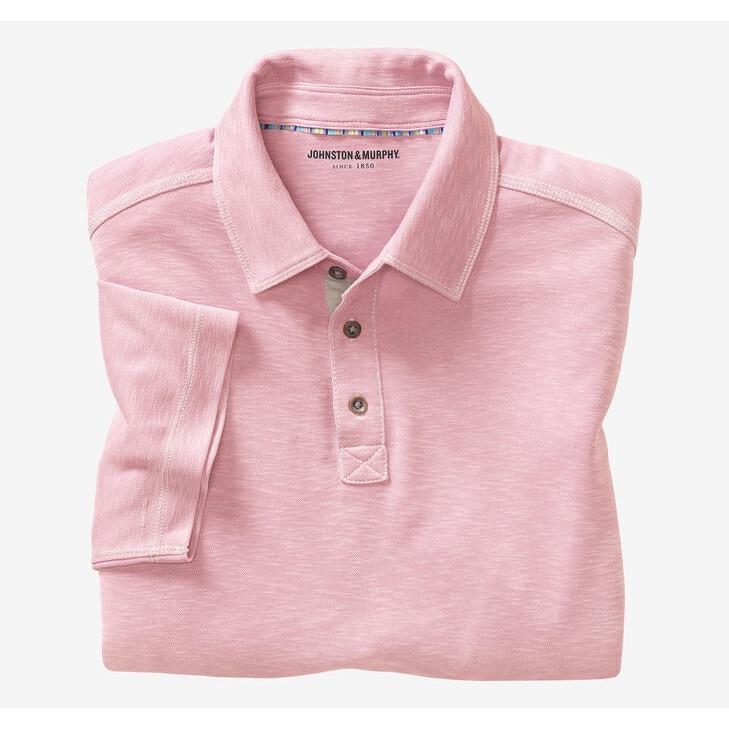 Áo polo nam cộc tay JohnSton &amp; Murphy Vintage Slub Polo Pink hàng xuất Mỹ - Châu Âu - Úc