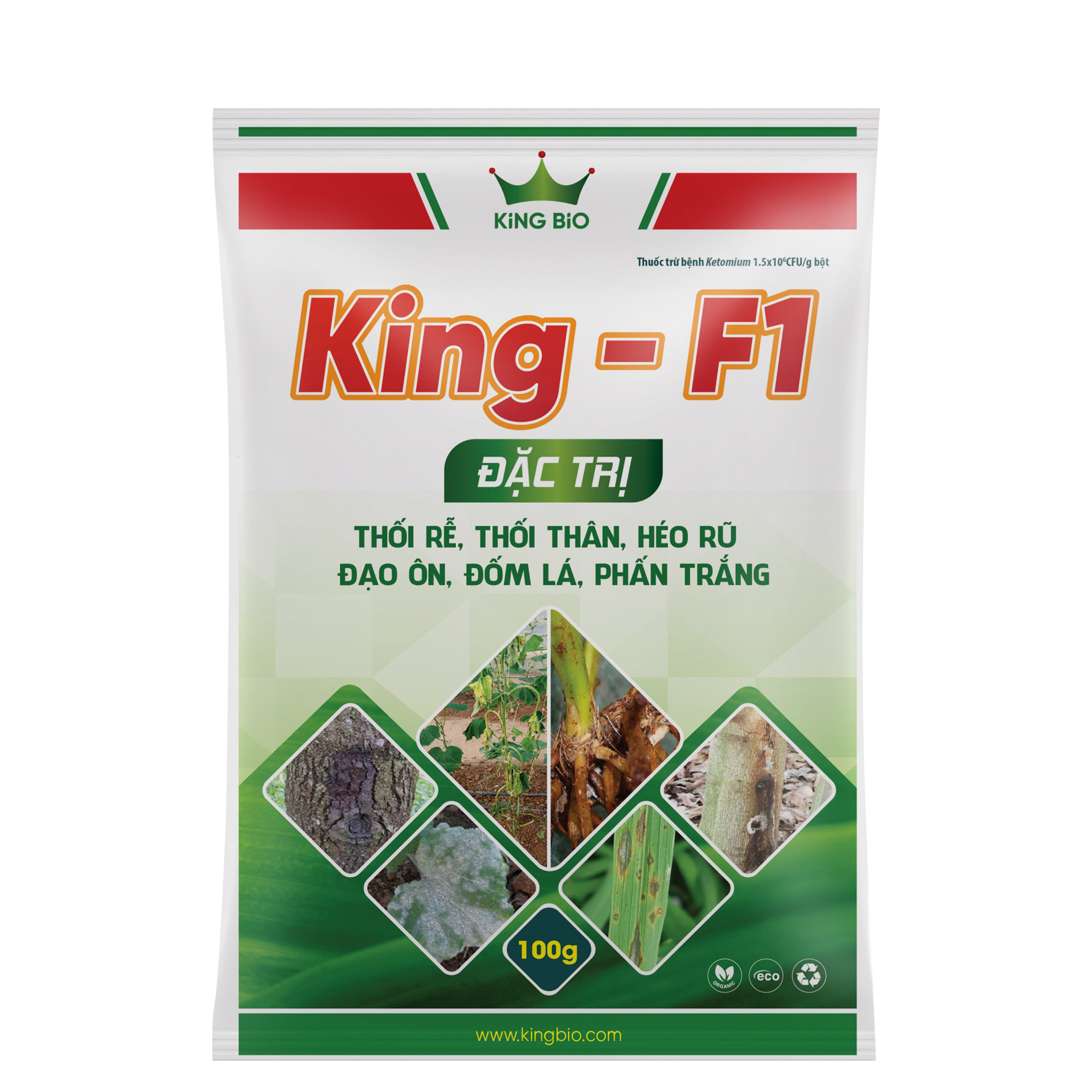 King F1 - Trị thối rễ, thối thân, héo rũ, đạo ôn, đốm lá, phấn trắng