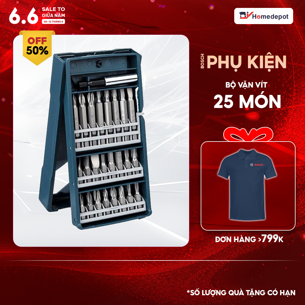 Hình ảnh Bộ mũi vặn vít Bosch 25 món 2607017400