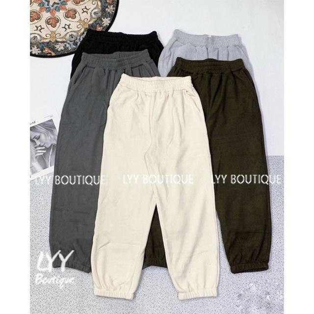 Quần nỉ tăm dầy dặn dáng quần JOGGER nữ bo chun dưới freesize 5 màu