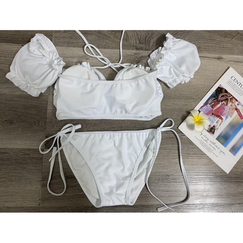 Set bikini 2 mảnh quần chip áo bèo tay con xinh xắn hh