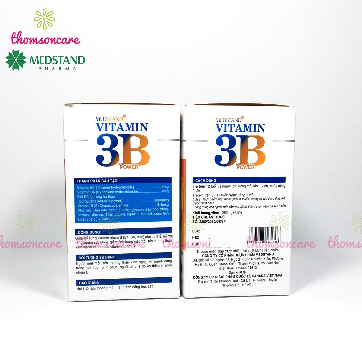 Bổ sung vitaminB1 B6 B12 và đông trùng hạ thảo - Vitamin 3B Medstand - Hộp 100 viên