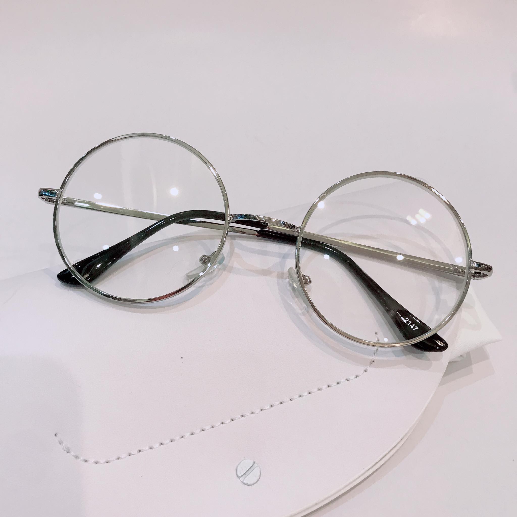 Kính Thời Trang Mắt Tròn Unisex Kim Loại