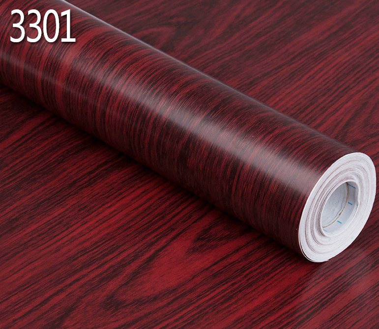 Combo 10 mét giấy dán tường, decal dán tường trang trí nhà cửa VÁN NÂU ĐỎ khổ 45cm