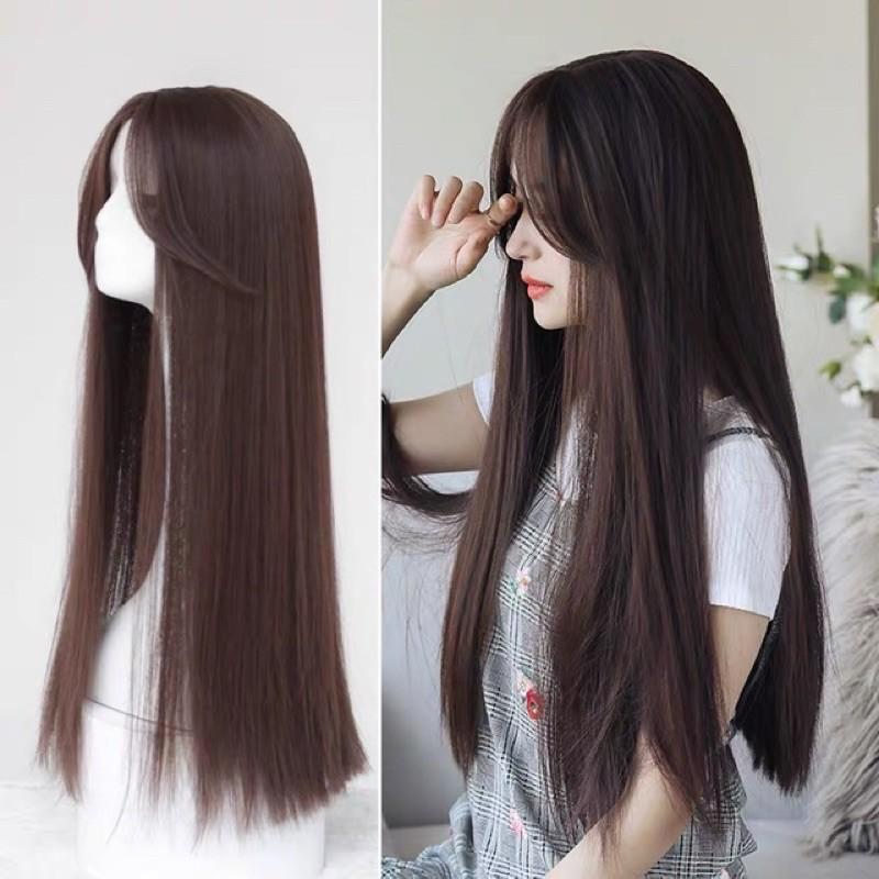 Tóc giả cao cấp️ 50k️tóc giả 2 mái hất thẳng+ tặng lưới chùm tóc
