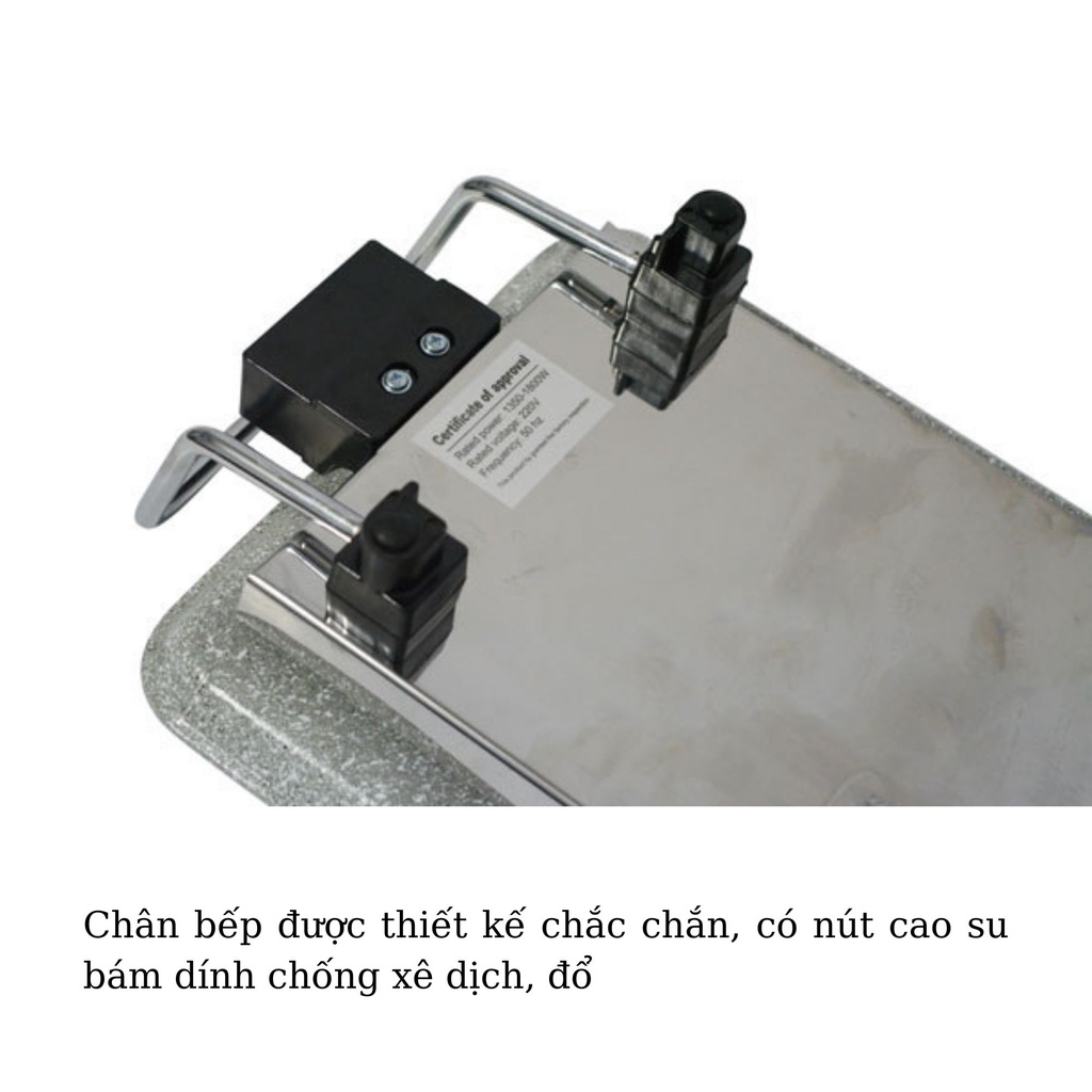 Bếp Nướng Điện Vân Đá Chống Dính Mini 40cm - Chảo Lẩu Nướng Công Suất 1600w Làm Nóng Nhanh- Hàng Chính Hãng MINIIN - Tặng chổi quét dầu silicon