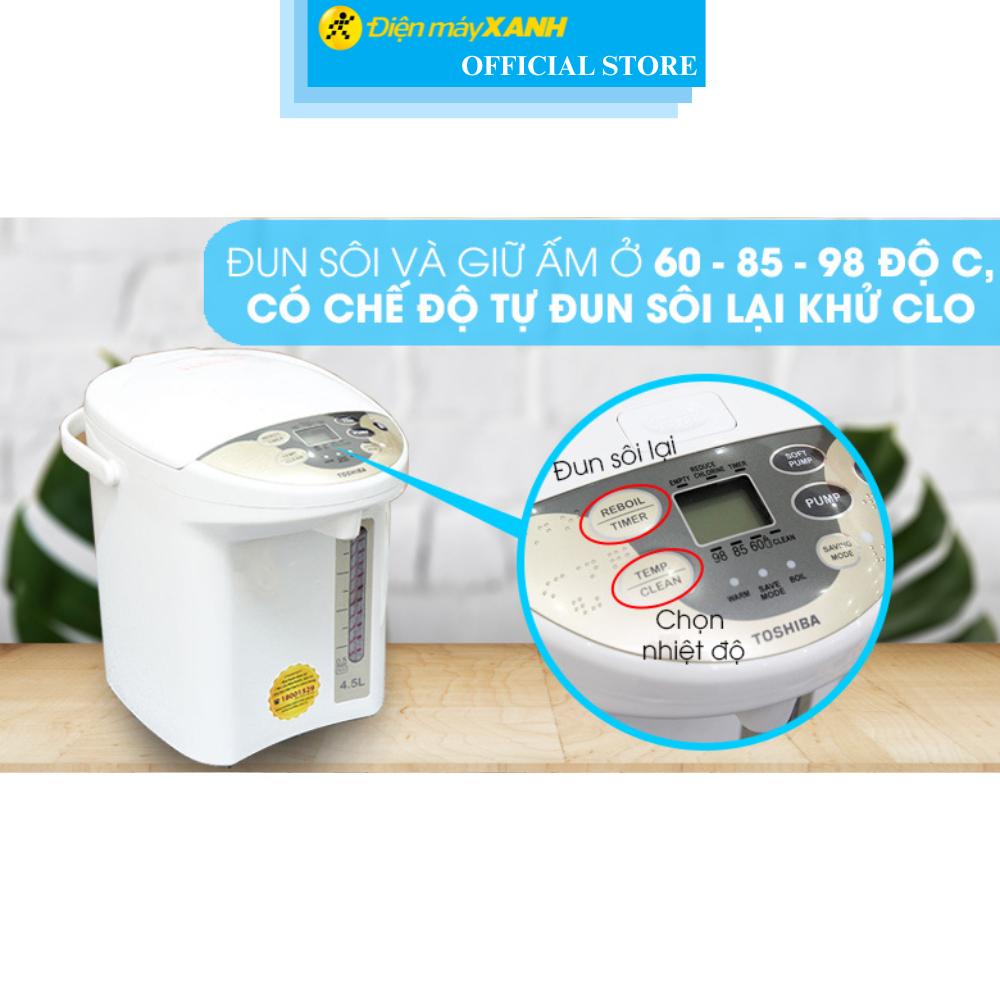 Bình thủy điện Toshiba PLK-45SF(WT)VN 4.5 lít - Hàng Chính Hãng