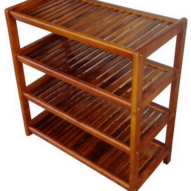 Kệ Giày Dép Gỗ Tự Nhiên 4 Tầng Rộng 60cm