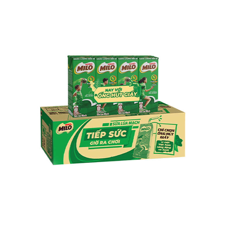 [Tặng Túi Đeo Chéo Chữ Nhật Milo] Sữa lúa mạch Nestlé MILO thùng 48 hộp x 180ml (12x4x180ml)