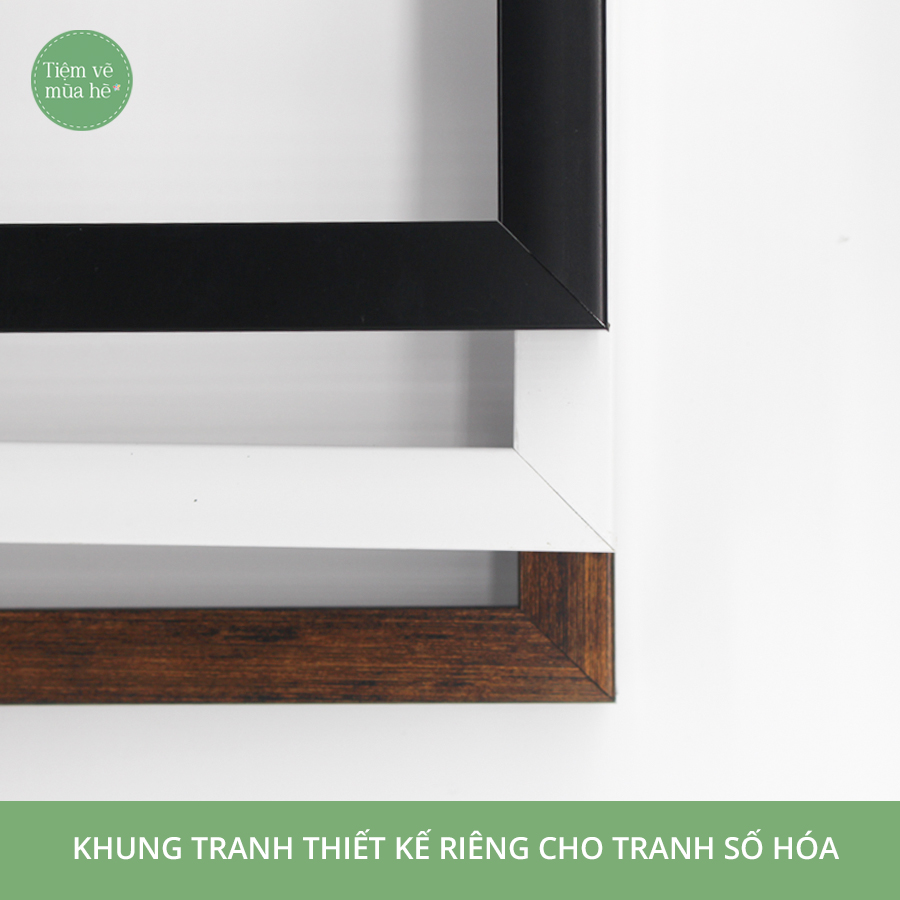 Khung ngoài tranh số hóa (Tranh tô màu theo số) Kích thước 40x50cm 3 màu cơ bản