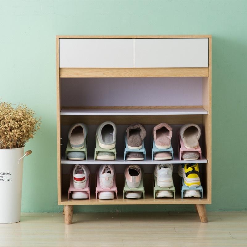 Kệ xếp giày dép 2 tầng gấp gọn tiết kiệm không gian - Kệ nhựa để giày dép xếp gọn thông minh phong cách Nhật Bản