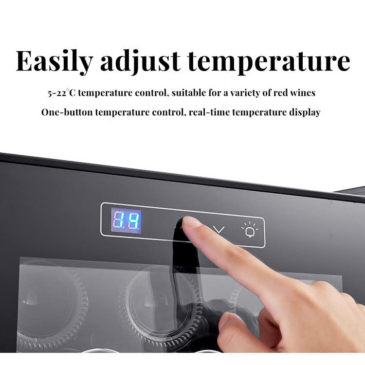 Hình ảnh Tủ mát Vang Wine Cooler Refrigerator 18 Bottles LED Touch Control Ngăn Gỗ Wooden Racks