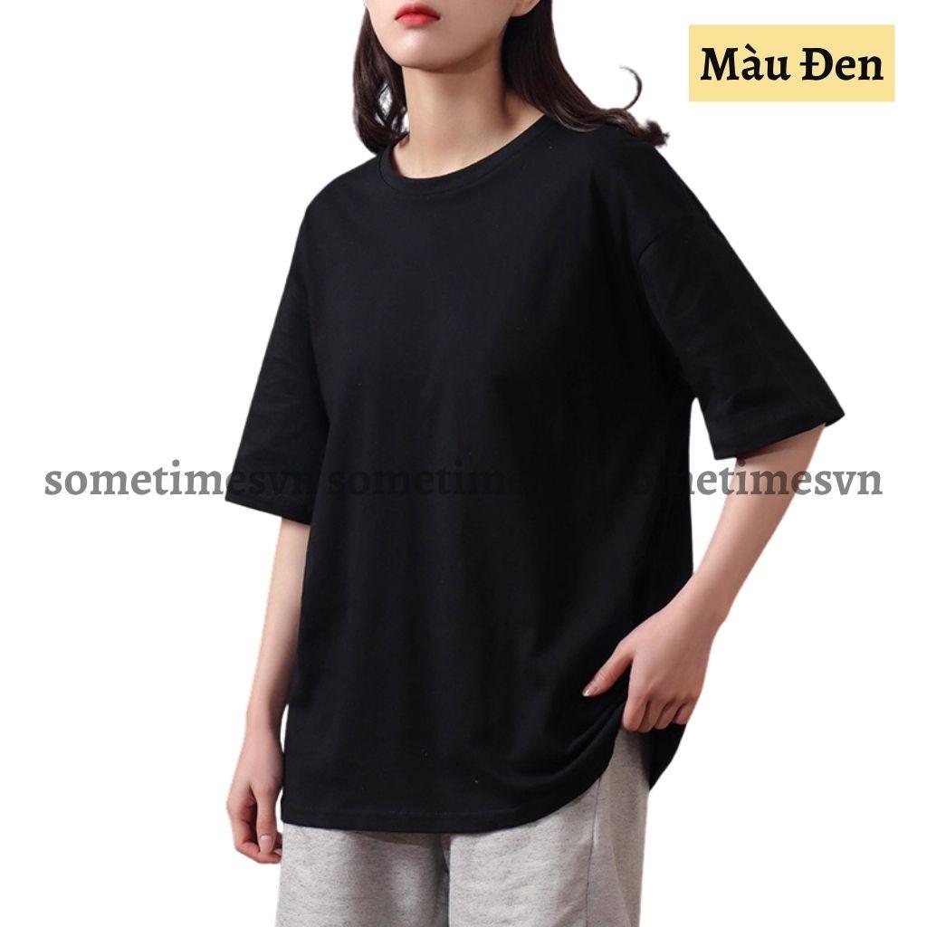 Áo thun tay lỡ nam nữ unisex trơn áo phông màu basic cổ tròn vải thun co dãn TTL01 - Sometimes