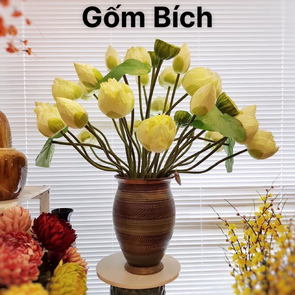 Bình Hoa Lọ Hoa Miệng Rộng Kèm Đôn Men Mộc Vẽ Hoa Nhiều Mẫu Gốm Sứ Bát Tràng - Gốm Bích