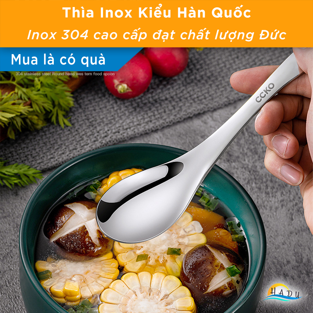 Thìa Muỗng Inox 304 Cao Cấp Ăn Phở Cơm Kiểu Hàn Quốc Đạt Chất Lượng Đức CCKO