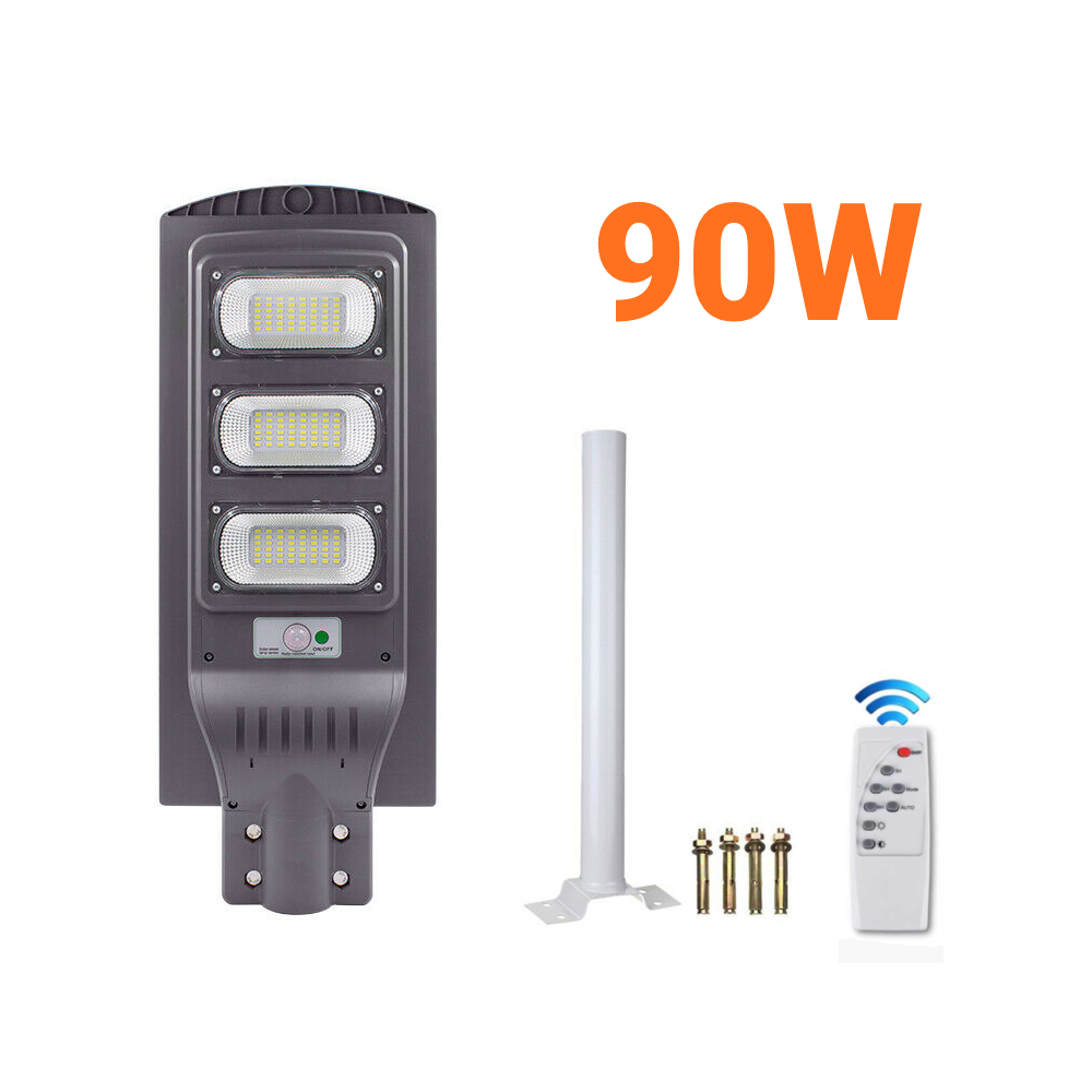 Đèn Đường Năng Lượng Mặt Trời 3E LED LIGHT Công Suất 90W 120W Tấm Pin Mono Kèm Remote