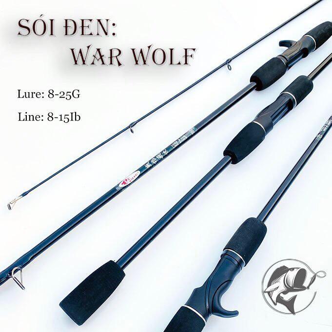 Bộ cần câu lure máy ngang kèm máy giá rẻ  - Combo bộ cần lure Sói Đen máy ngang giá rẻ