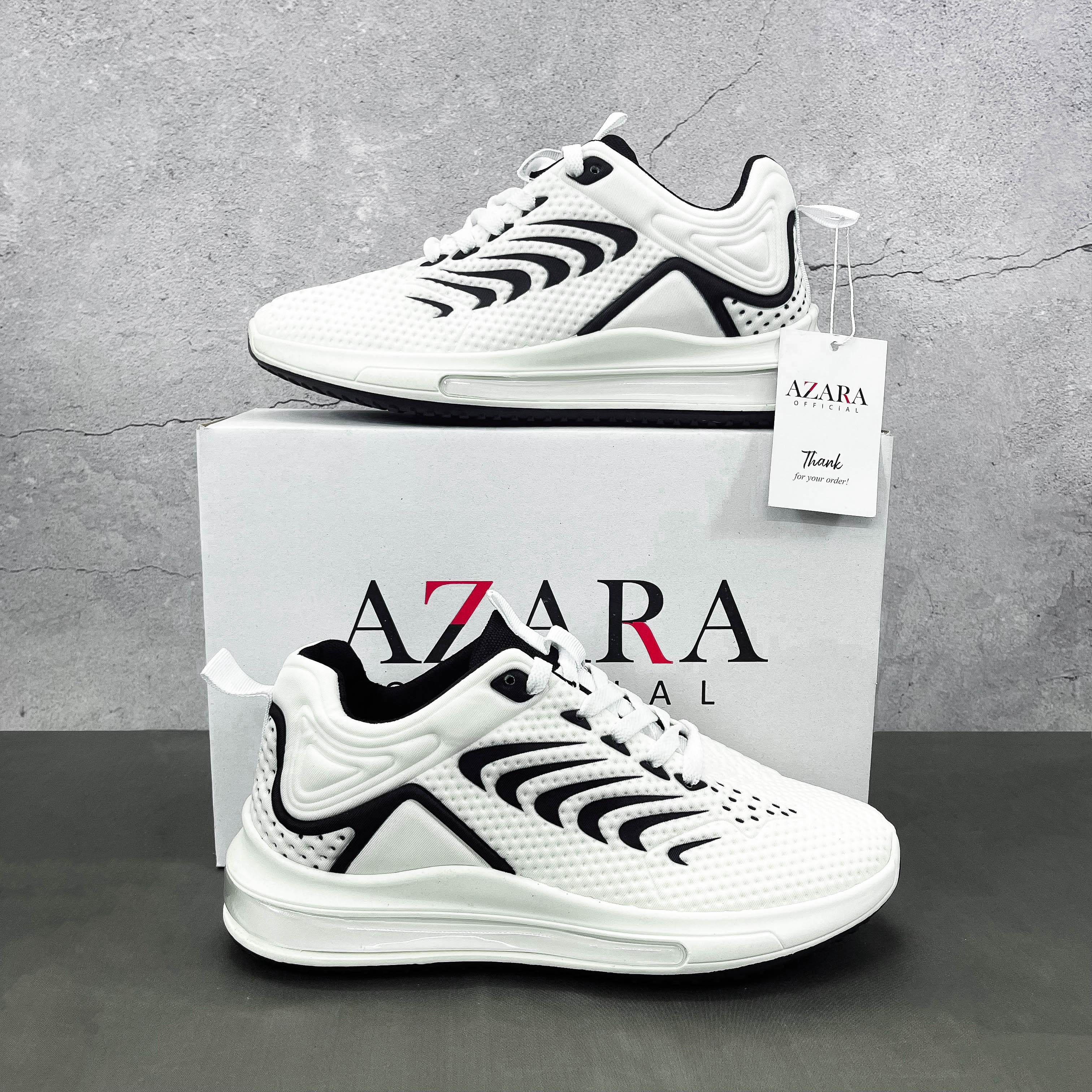 Giày Thể Thao Nam AZARA- Sneaker Màu Trắng - Xanh Than, Giày Cao Cấp, Đế Xốp Nhẹ, Đàn Hồi Tốt, Dáng Thể Thao  - G5366