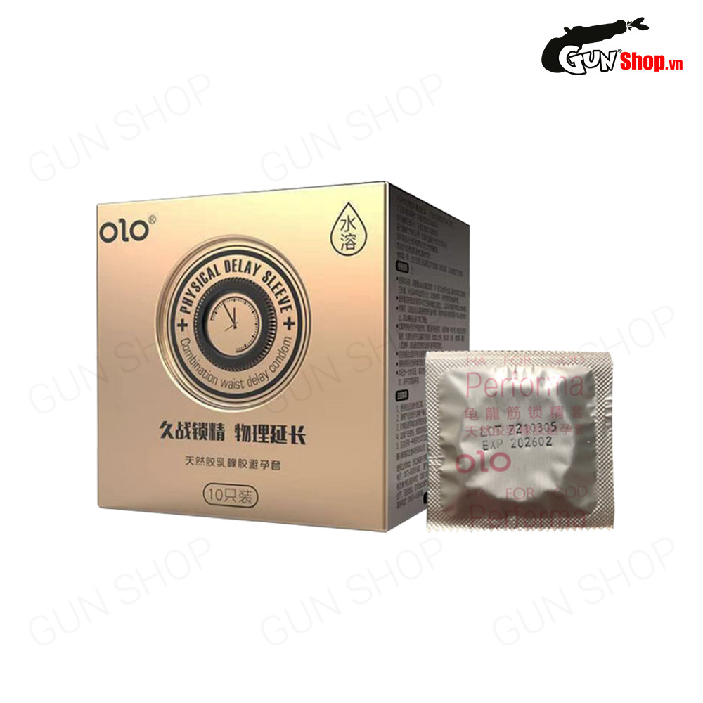 [Hộp 10 cái] Bao cao su OLO 0.01 Neo Physical Delay Sleeve - Siêu mỏng, gân gai, kéo dài thời gian, tăng nhiệt độ 