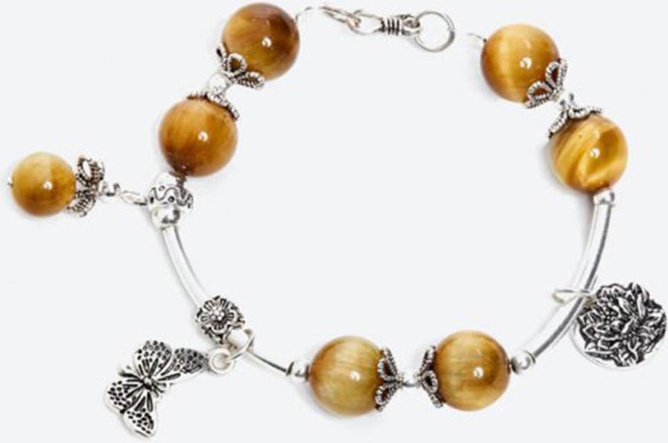 Vòng tay đá thiên nhiên phối charm bướm và sen bạc size hạt 10mm - Ngọc Quý Gemstones