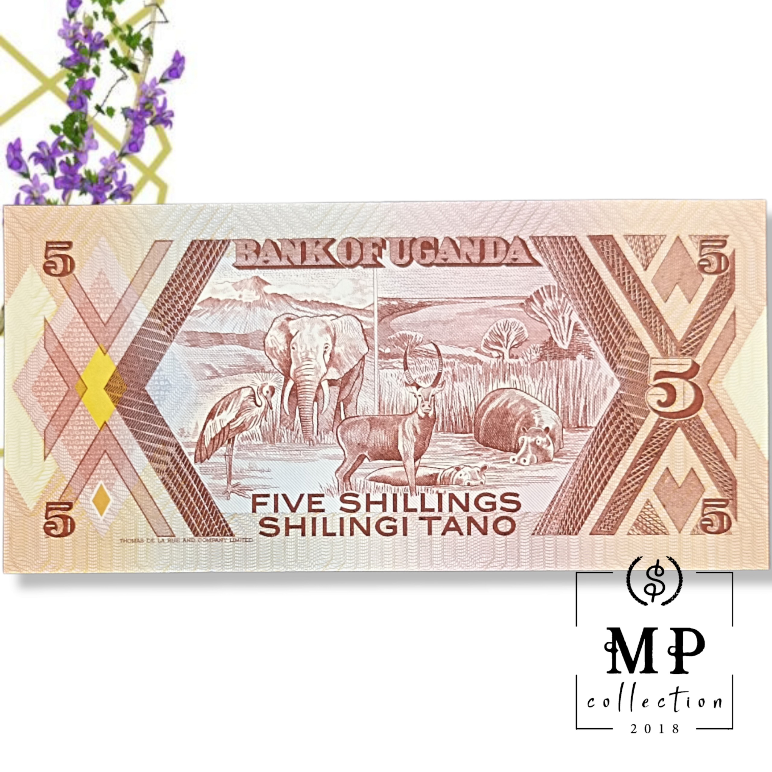 Tiền Uganda 5 shilling 1987 sưu tầm với hình ảnh các loài thú