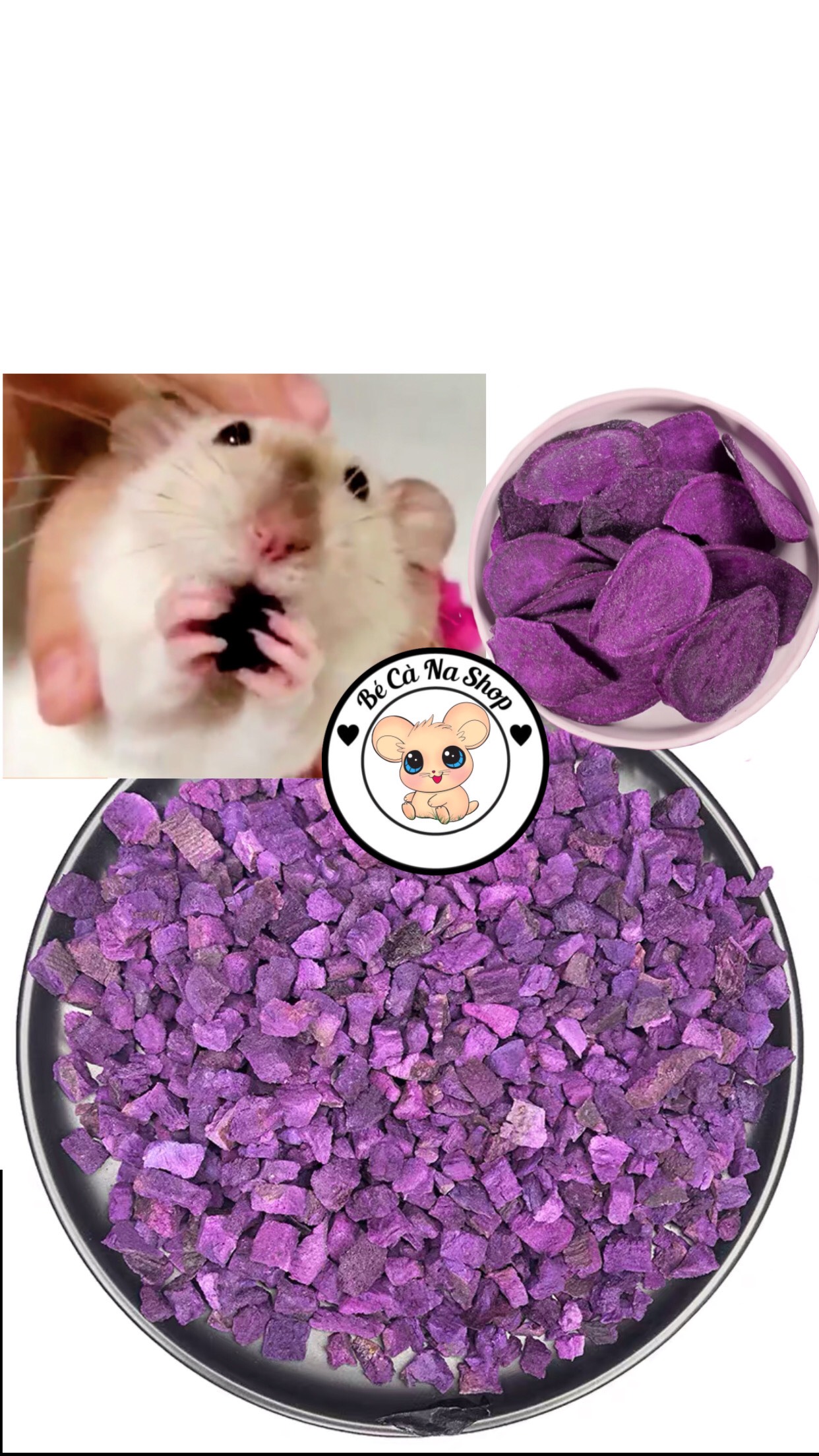 Khoai lang tím sấy. thức ăn trái cây cho hamster , thỏ bọ sóc...