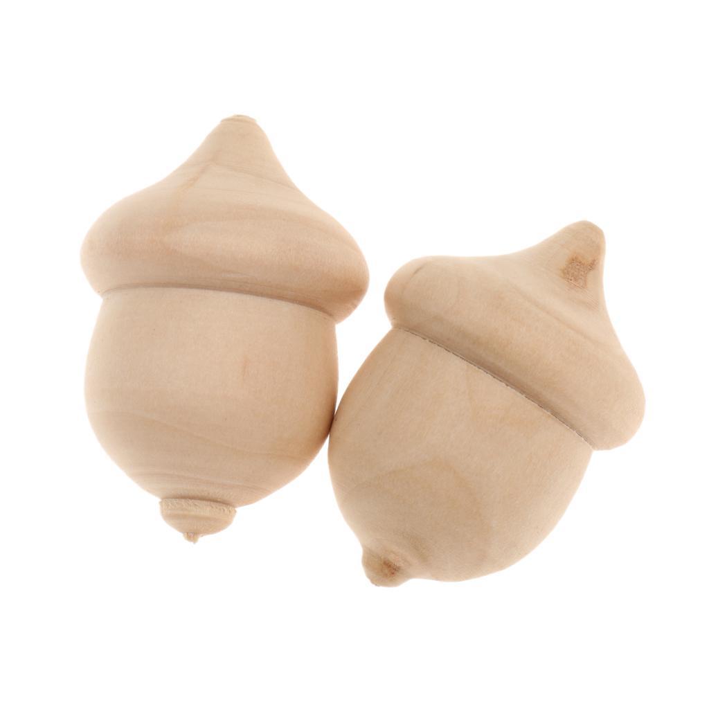 60pcs Vintage Acorn Wood DIY Craft Wedding Party Decor Cake Topper
