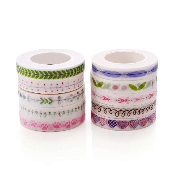 Băng Keo Giấy Trang Trí Washi Tape Trang Trí Sổ Chia Dòng 8Mm